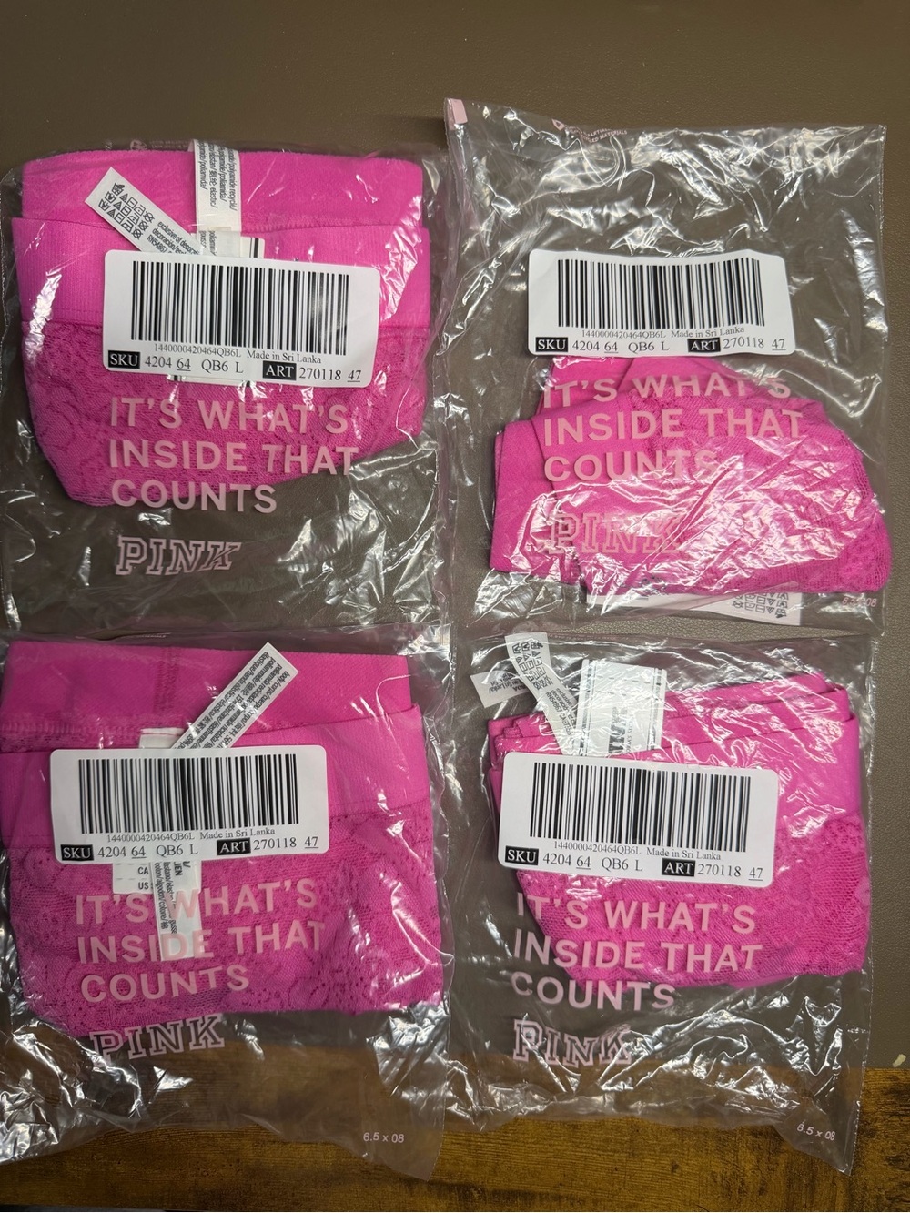 Victoria's Secret PINK Hot Pink Lace Bikini Panties - 4 Pack